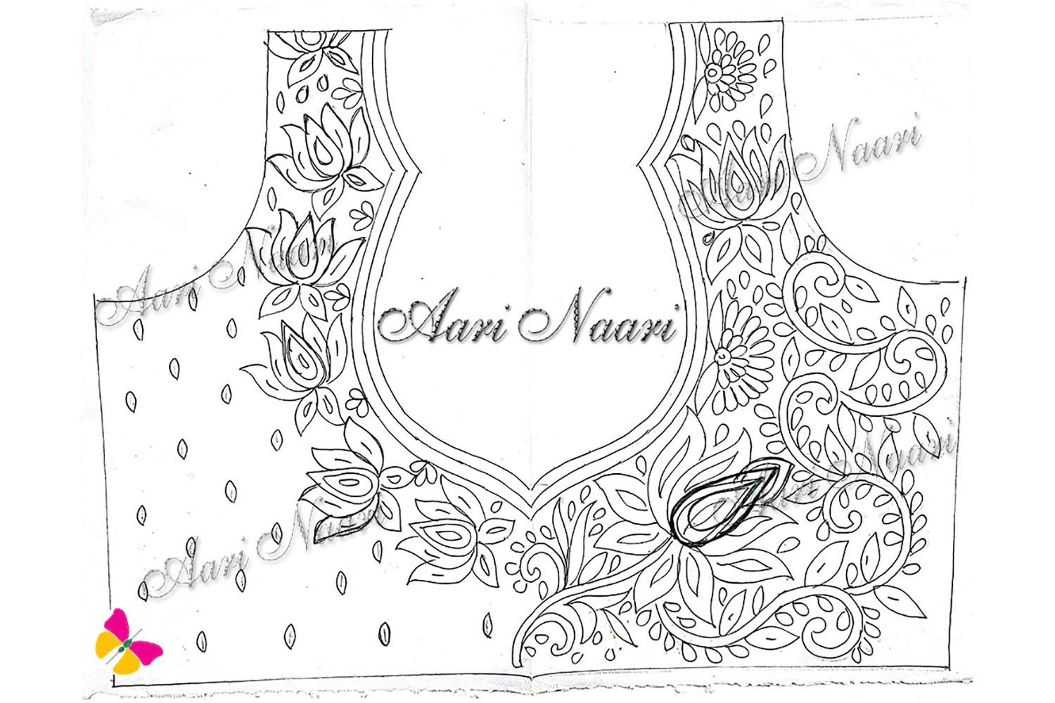 Aari work Lotus design3 tracing paper free download - Aari Naari